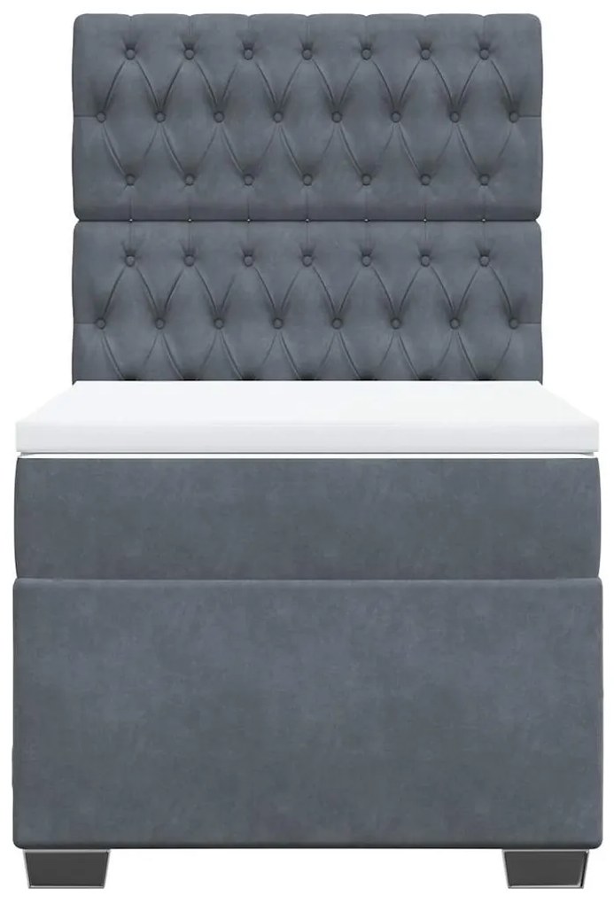 Cama com molas/colchão 90x200 cm veludo cinza-escuro