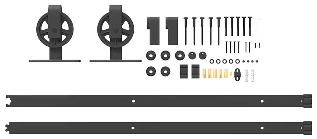 Kit de ferragens para porta deslizante 200 cm aço preto