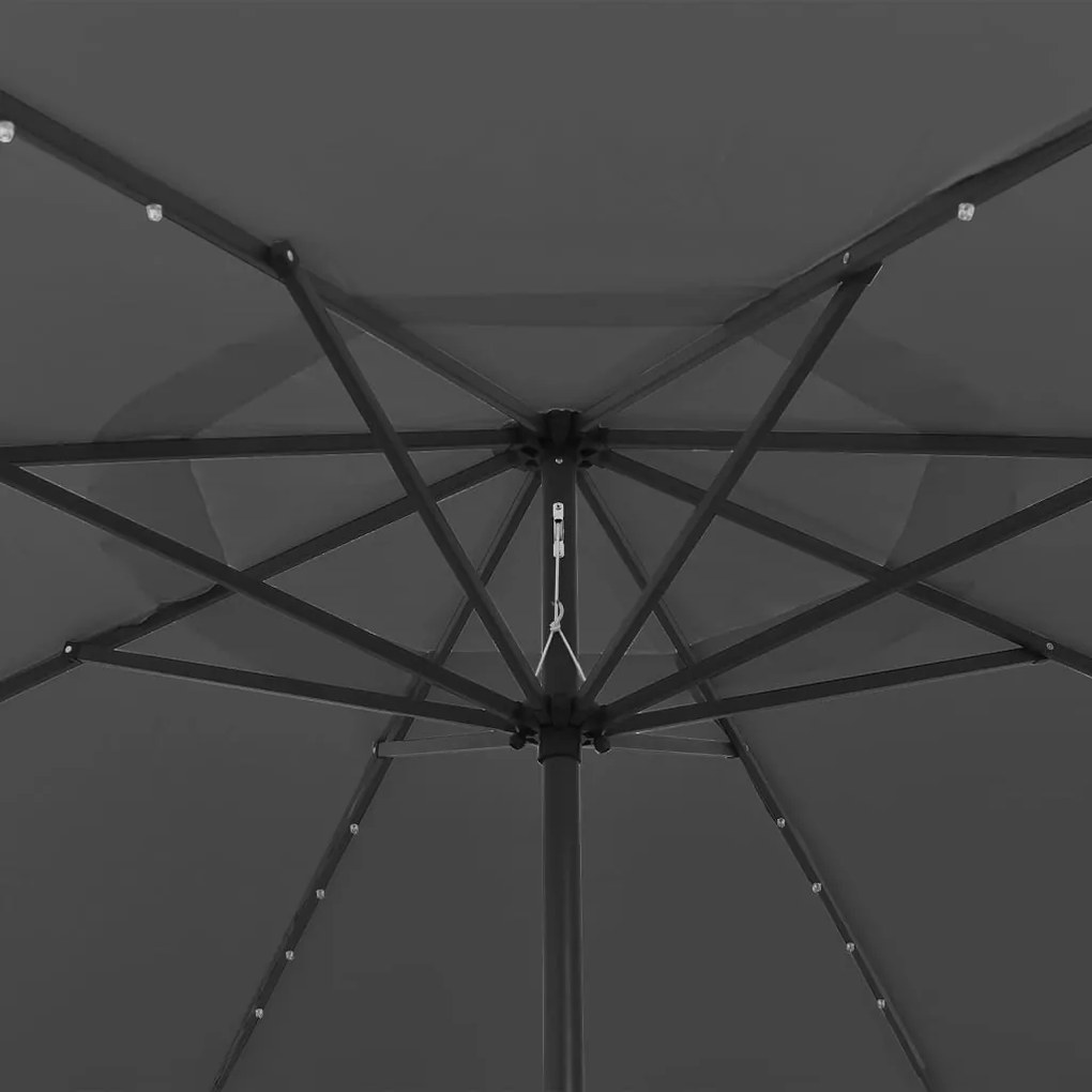 Guarda-sol de jardim com luzes LED 400 cm antracite