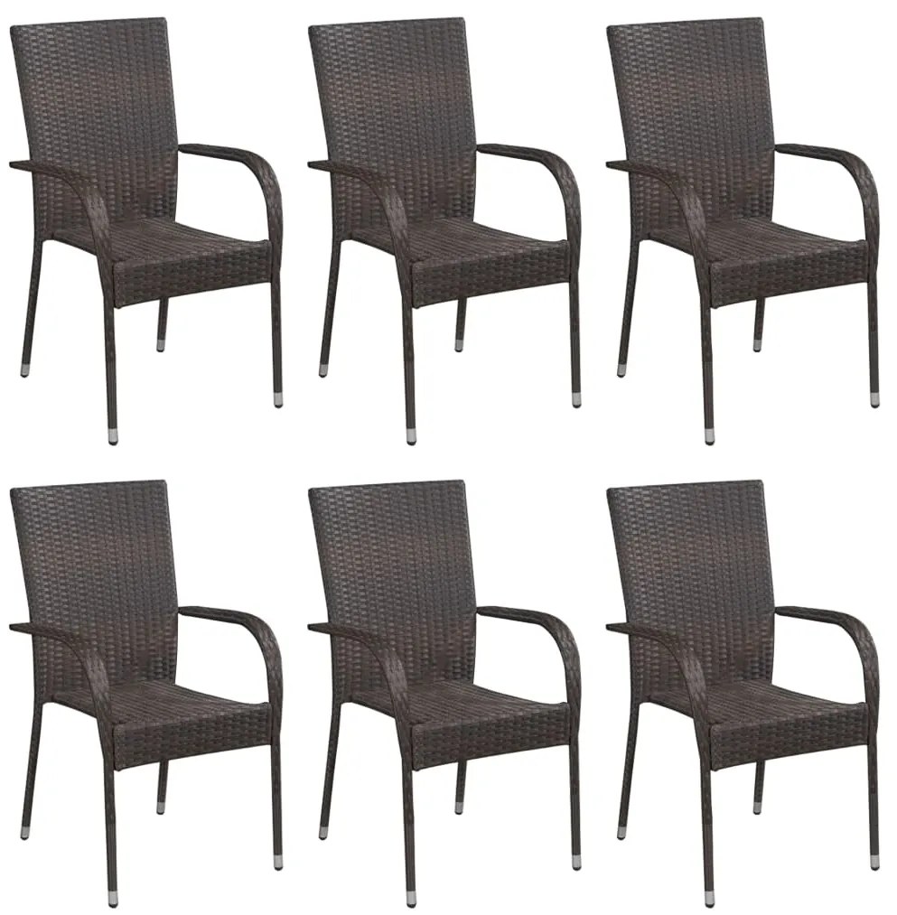 7 pcs conjunto de jantar para jardim castanho
