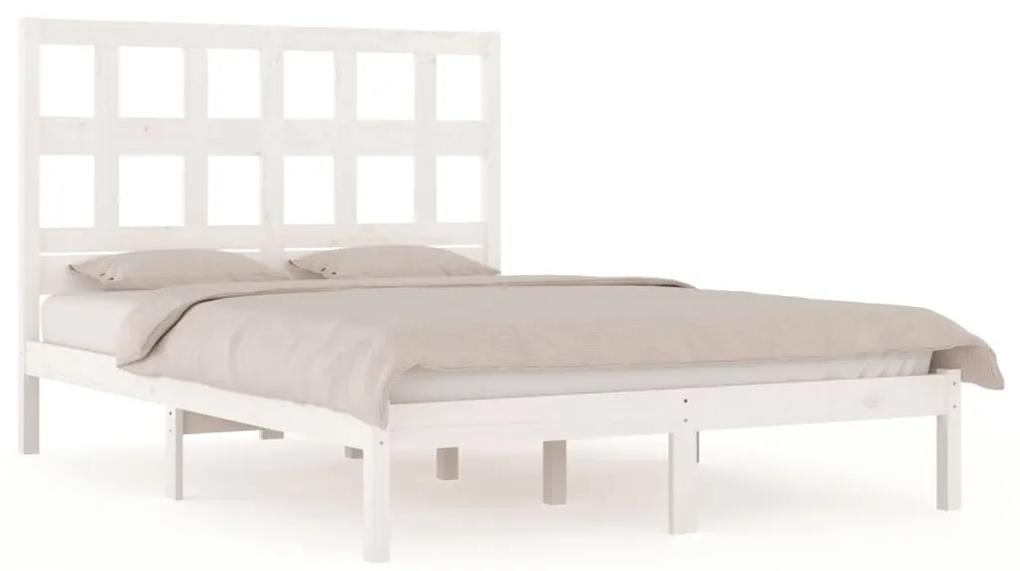 Estrutura de cama 5FT King 150x200 cm pinho maciço branco