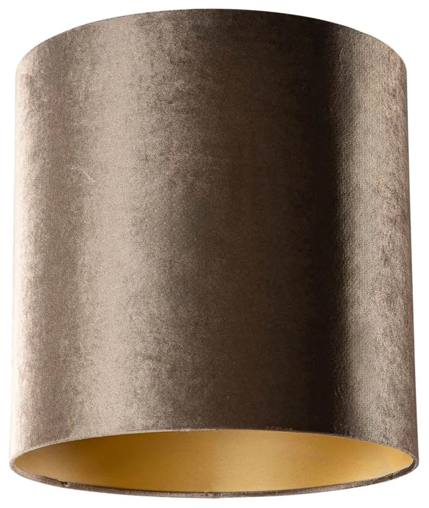 Abajur de Veludo Castanho com Interior Dourado 40/40/40