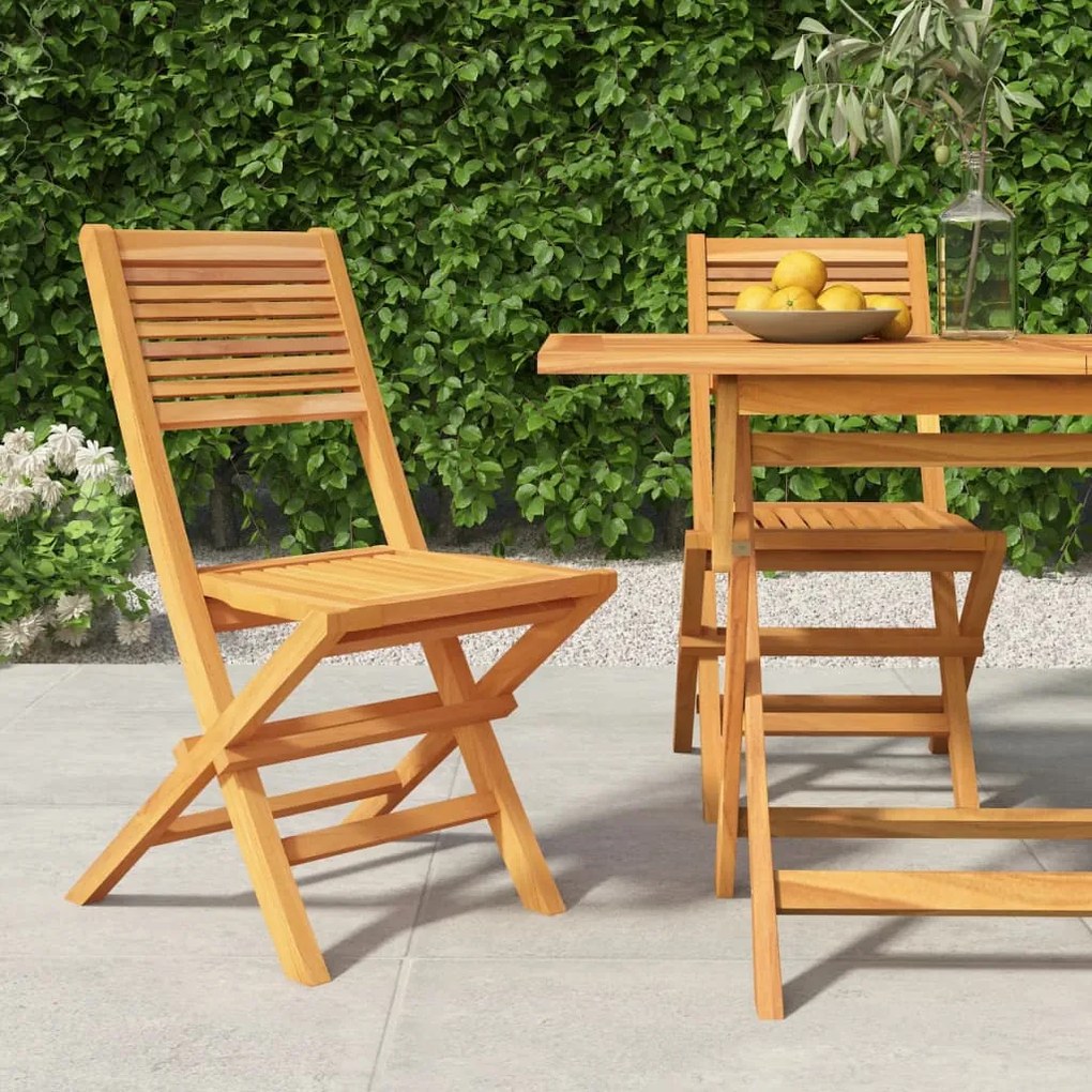 vidaXL Cadeiras de jardim dobráveis 2 pcs 47x62x90 cm teca maciça