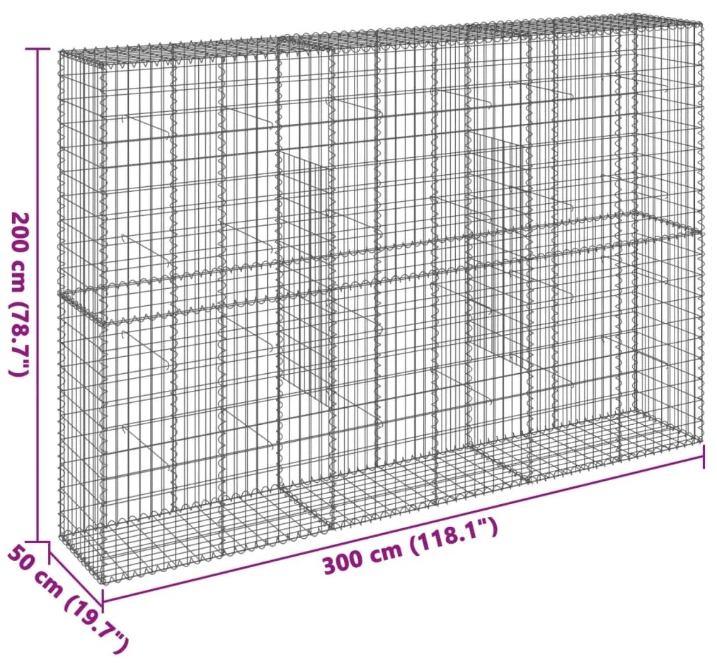 Cesto gabião com cobertura 300x50x200 cm ferro galvanizado