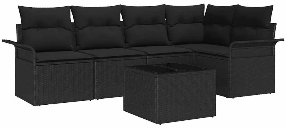 Conjunto de Sofá de Jardim 6 peças com Almofadas Beges e Rattan Sintét