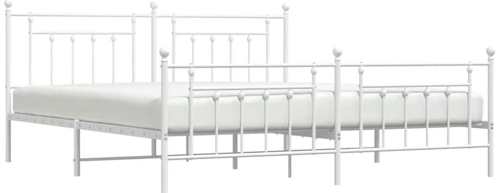 Estrutura de cama com cabeceira e pés 193x203 cm metal branco