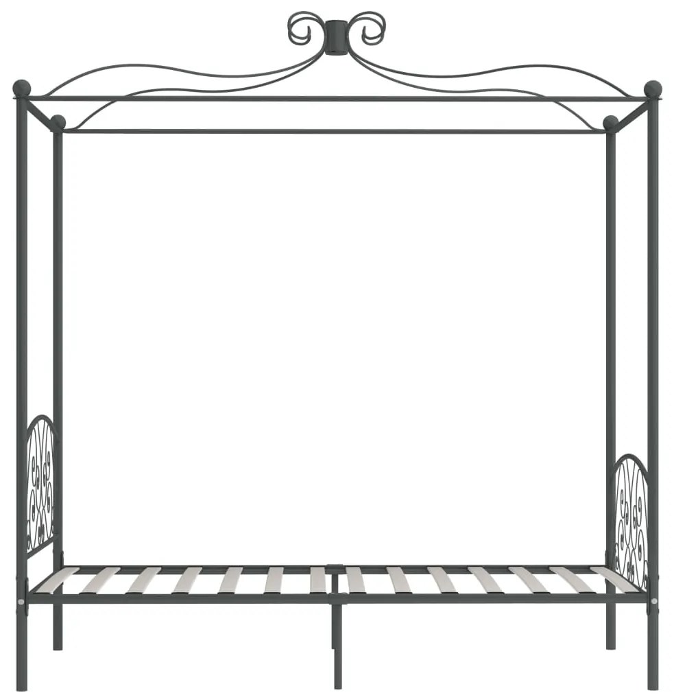 Estrutura de cama com dossel 100x200 cm metal cinzento