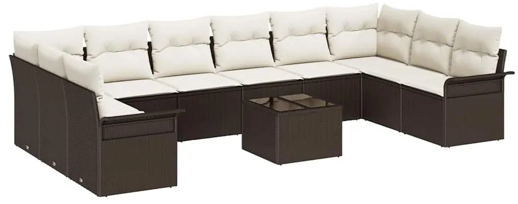 Conjunto de Sofá de Jardim vidaXL de 10 Peças com Almofadas Cinza Ratt