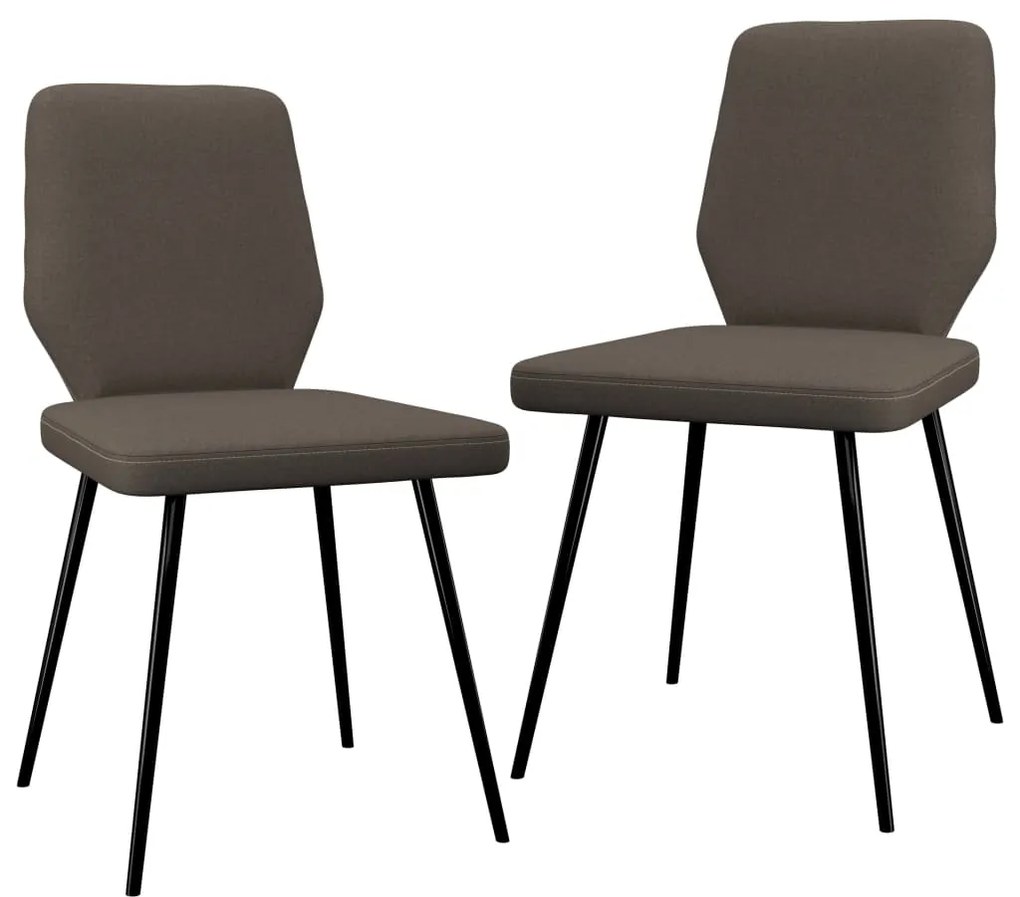 vidaXL Cadeiras de jantar 2 pcs tecido cinzento-acastanhado