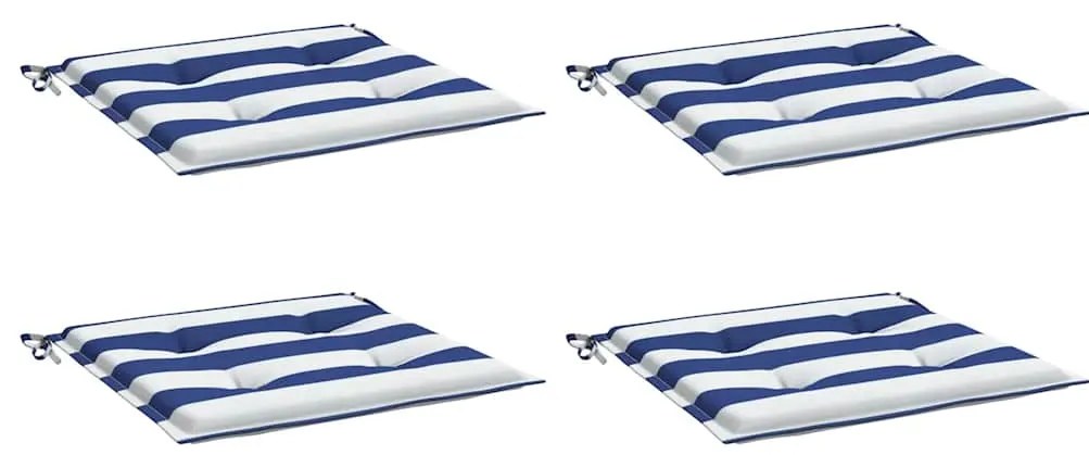 Almofadões p/ cadeira 4pcs 40x40x4 cm tecido riscas azul/branco