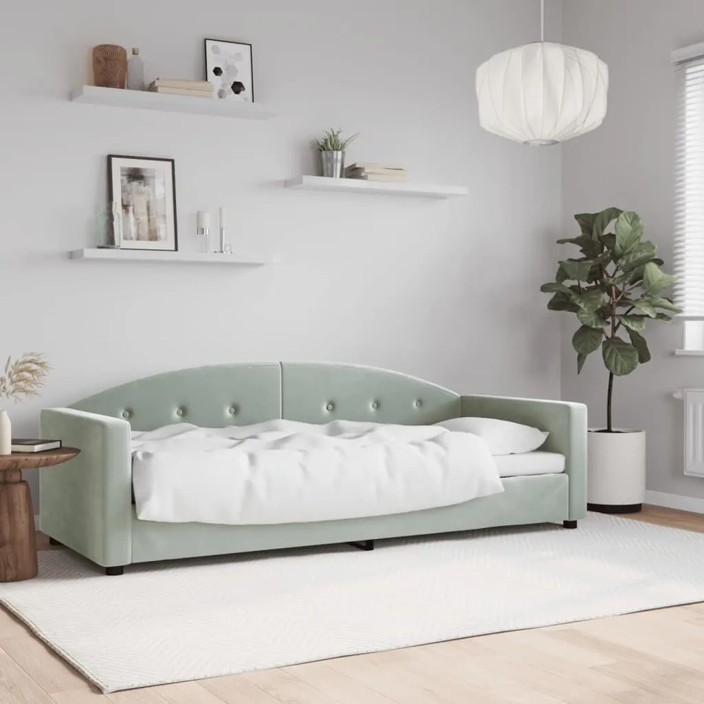 Sofá-cama 80x200 cm veludo cinzento-claro