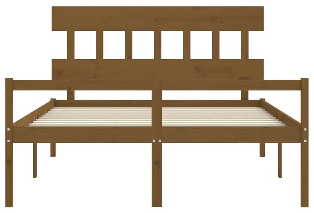 Cama idosos king size c/ cabeceira madeira maciça castanho-mel