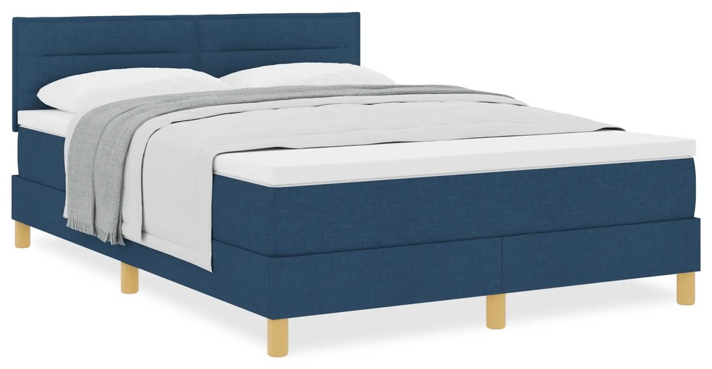 Cama Box com Colchão Azul 140x190 cm Tecido