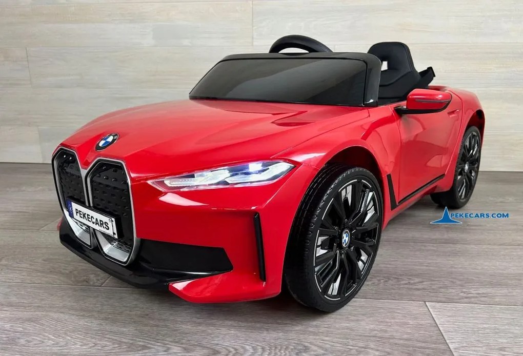 Carro elétrico para crianças BMW I4 12V 2.4G, Rodas borracha Vermelho