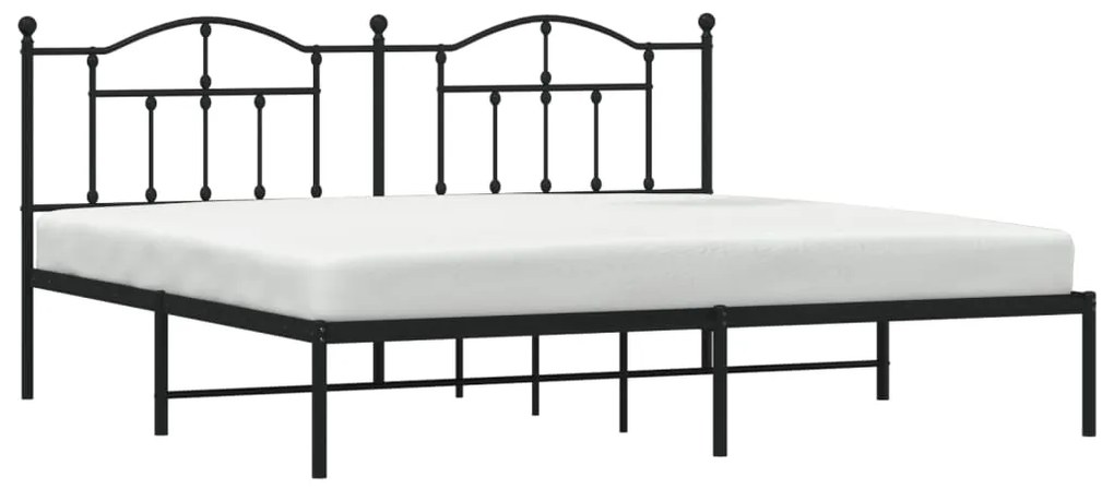 Estrutura de cama com cabeceira 200x200 cm metal preto