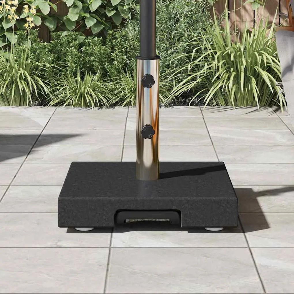 Base de Guarda-Sol Movível com Cabo em Granito Preto de 29 kg, Quadrad