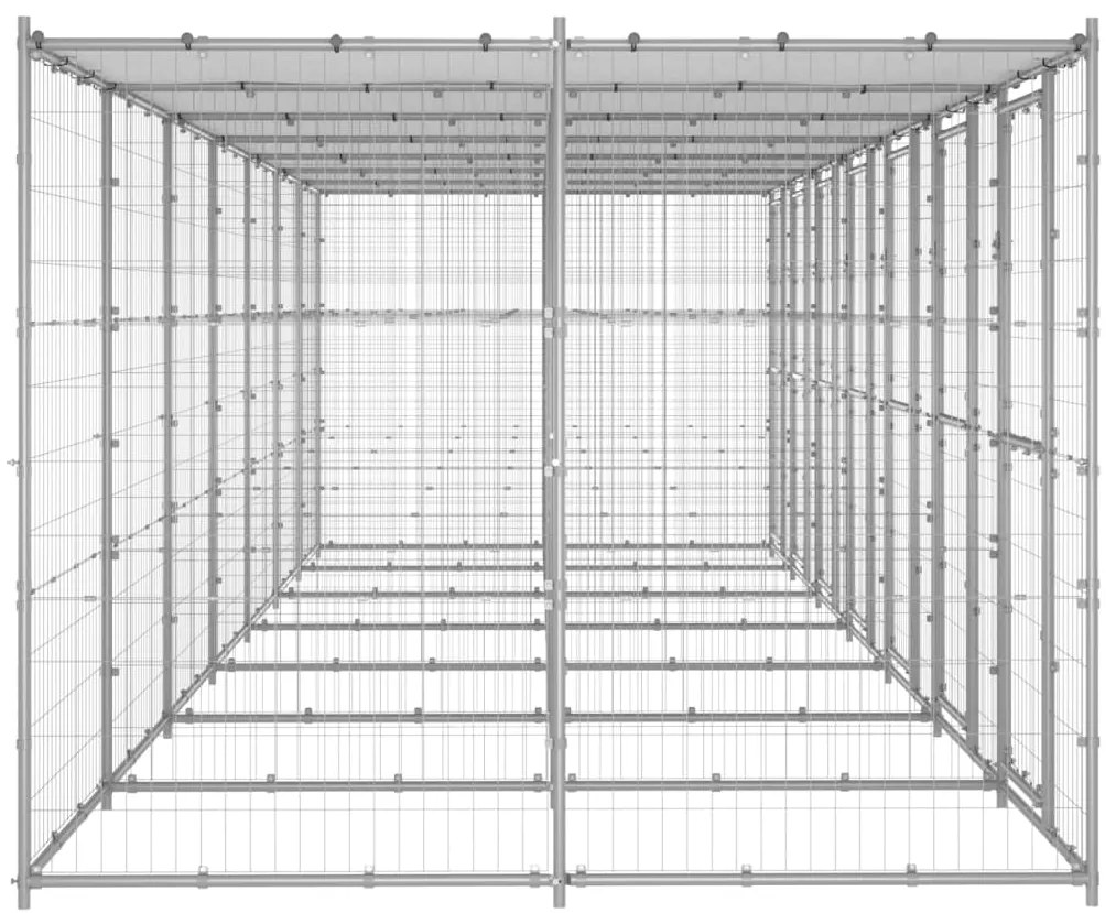 Canil de exterior com telhado 16,94 m² aço galvanizado