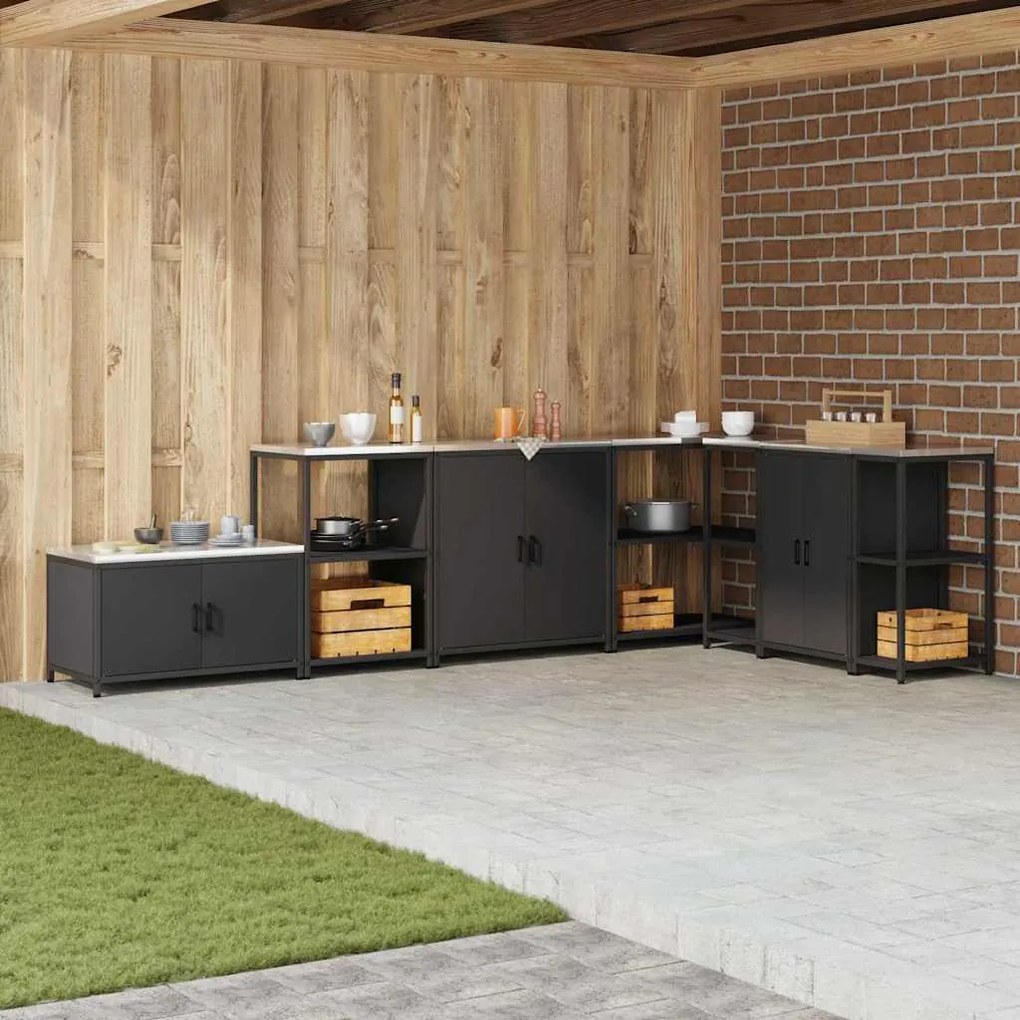 vidaXL Armário de Armazenamento para Cozinha Preto 60 x 50 x 92 cm Aço