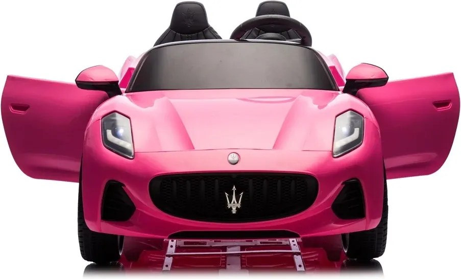 Carro elétrico para crianças 12V Maserati GranTurismo Folgore, 2 lugares, pneus de borracha Rosa