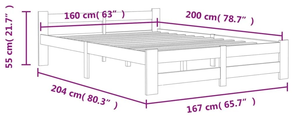 Estrutura de cama 160x200 cm pinho maciço branco