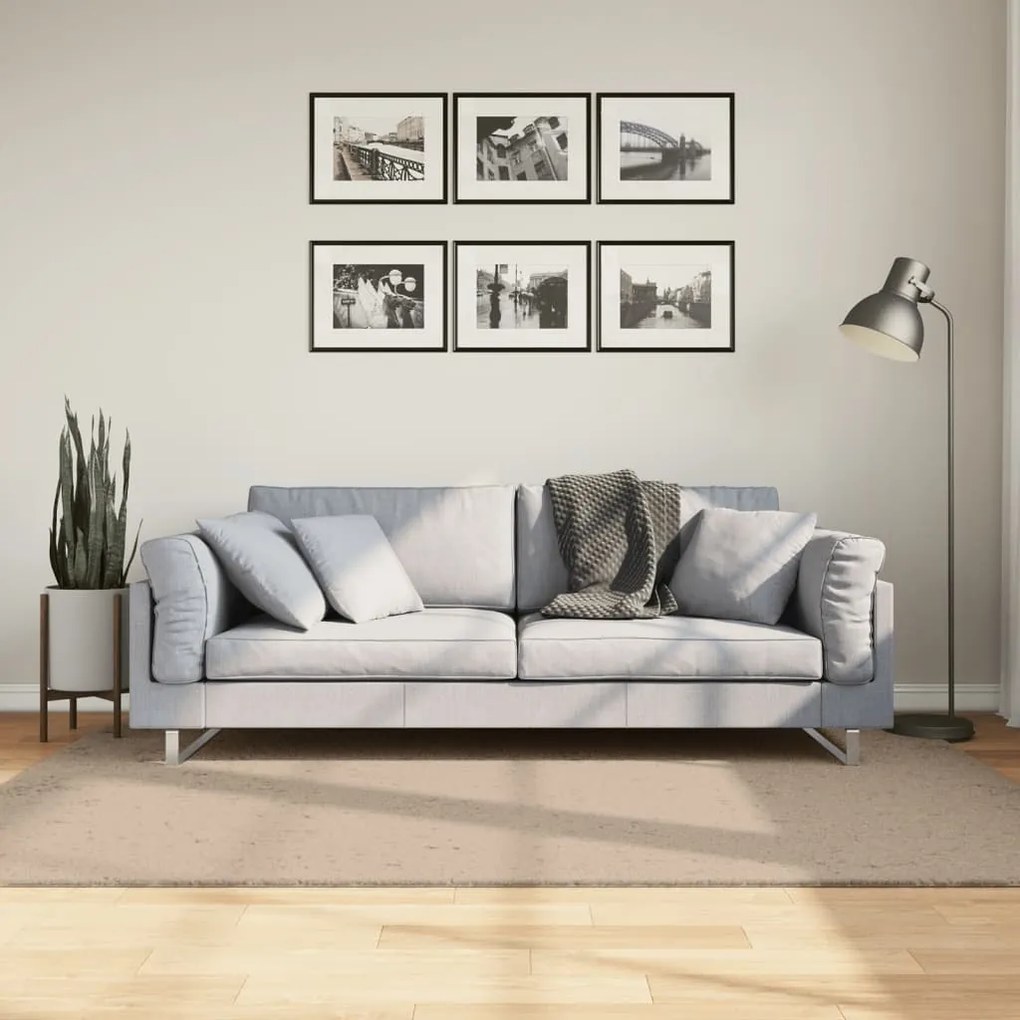 vidaXL Tapete pelo curto macio e lavável HUARTE 140x200 cm cor areia