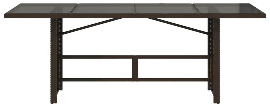 Mesa de jardim com tampo de vidro 190x80x74 cm vime PE castanho
