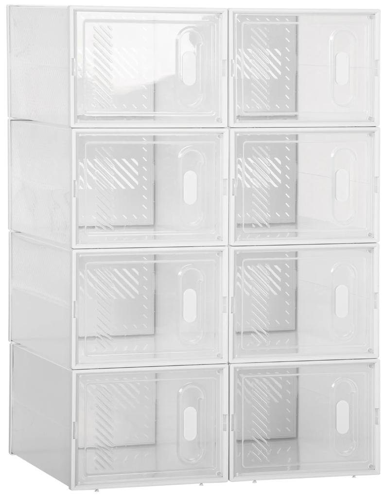 Armário Modular de Plástico Sapateira Modular com 8 Cubos Portas Magnéticas Organizador de Sapatos para Entrada Corredor Dormitório 25x35x19cm Transpa