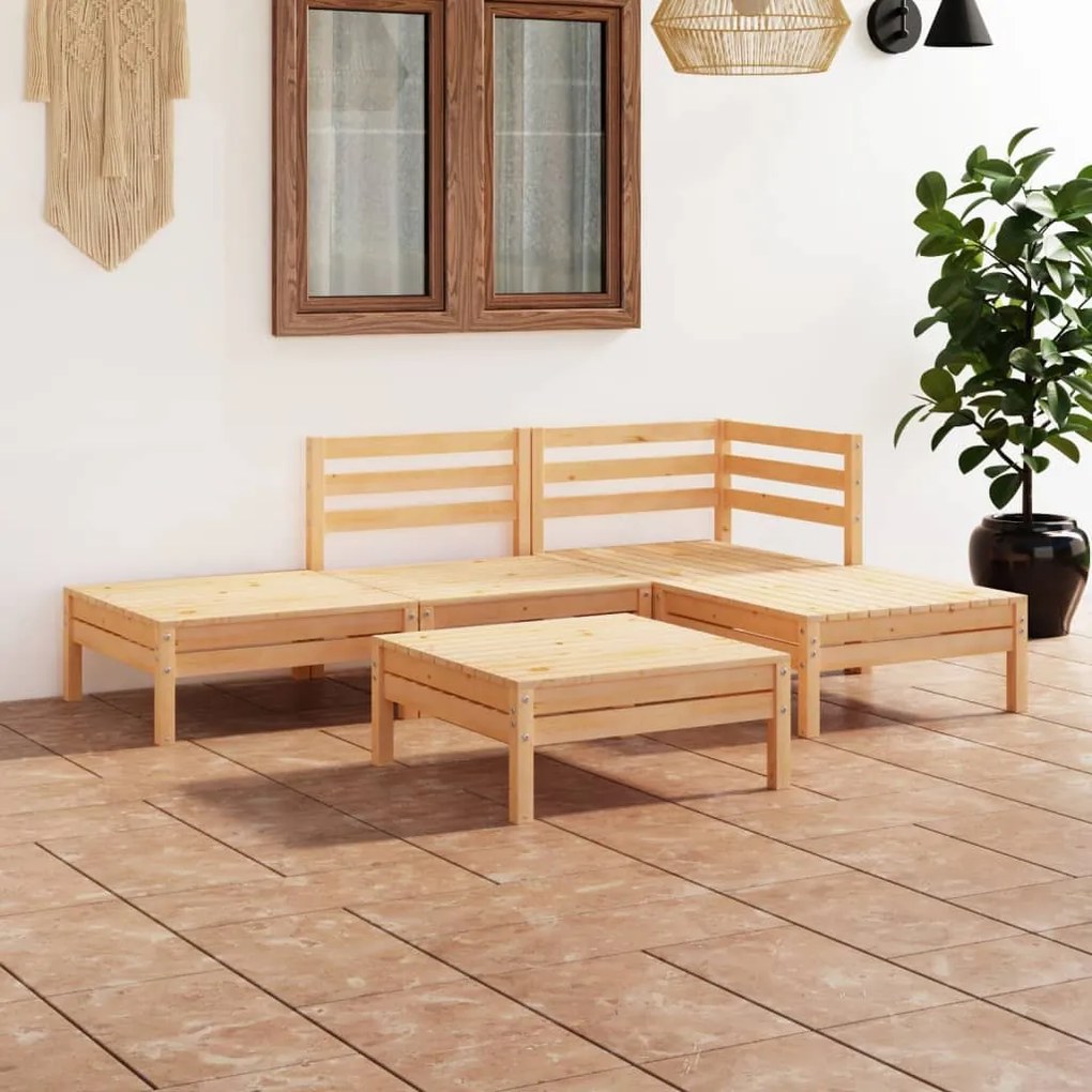 vidaXL 5 pcs conjunto lounge de jardim pinho maciço