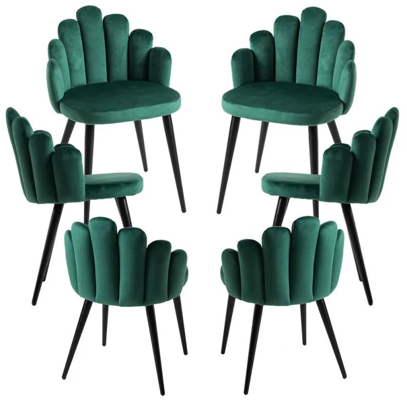 Pack 6 Cadeiras Hand Veludo Pernas Pretas - Verde