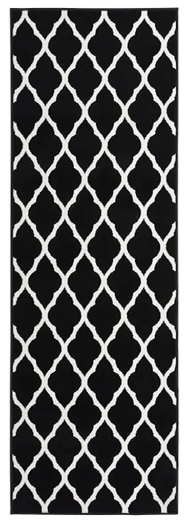 vidaXL Passadeira 100x400 cm polipropileno preto e branco