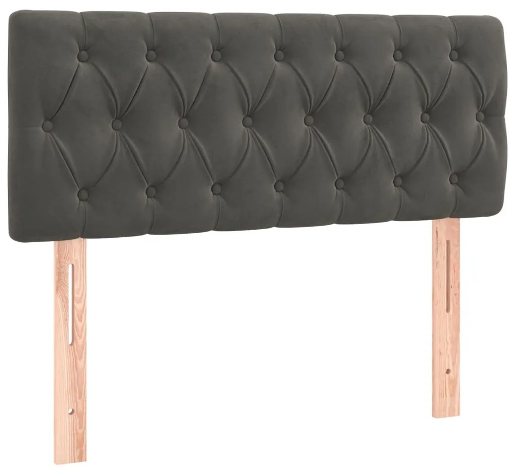 Cama box spring c/ colchão/LED 90x200 cm veludo cinzento-escuro