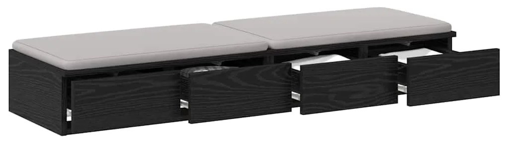Gavetas de Cama Preto 120x36.5x16.5 cm Madeira de Engenharia