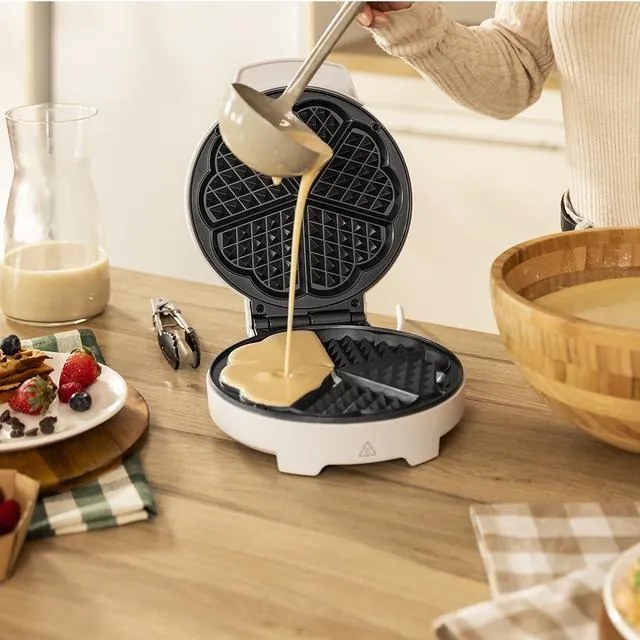 Máquina de waffles Fun Gofrestone Round de 1000 W de potência e em aço inoxidável