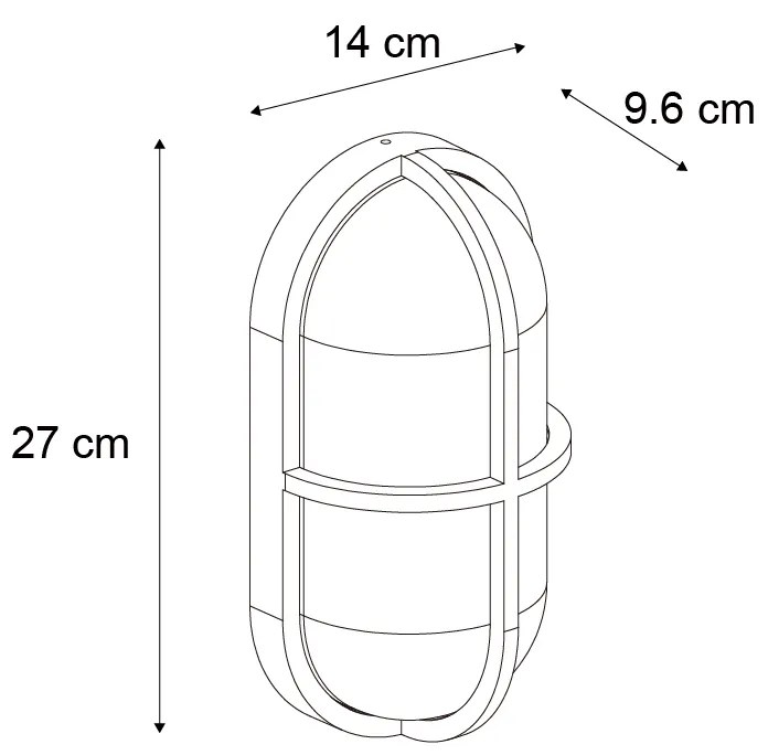 Candeeiro de parede exterior preto oval IP65 - Target Industrial