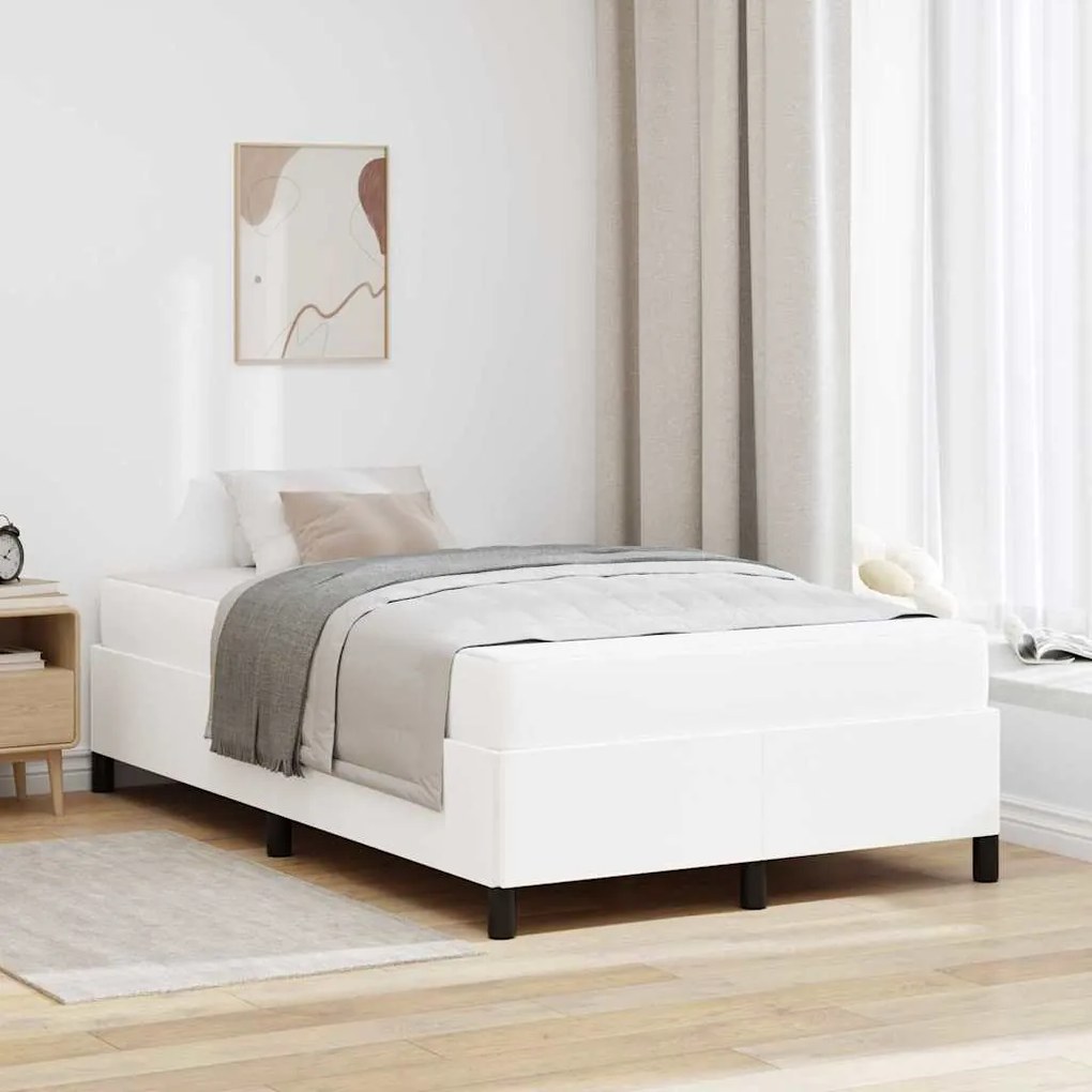 vidaXL Estrutura da Cama com colchão Branco 120 x 190 cm tecido