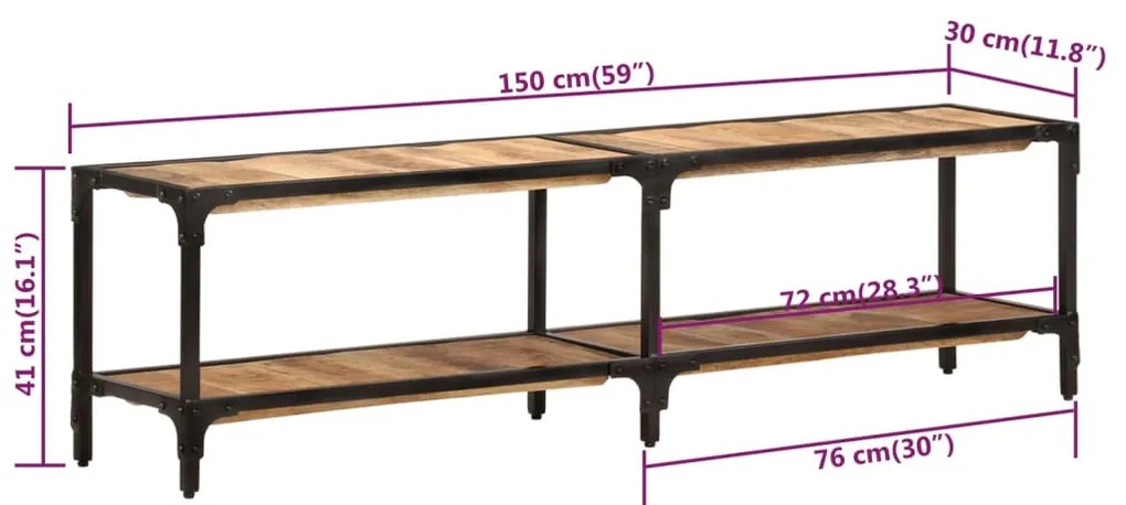Móvel de TV 150x30x41 cm madeira de mangueira maciça
