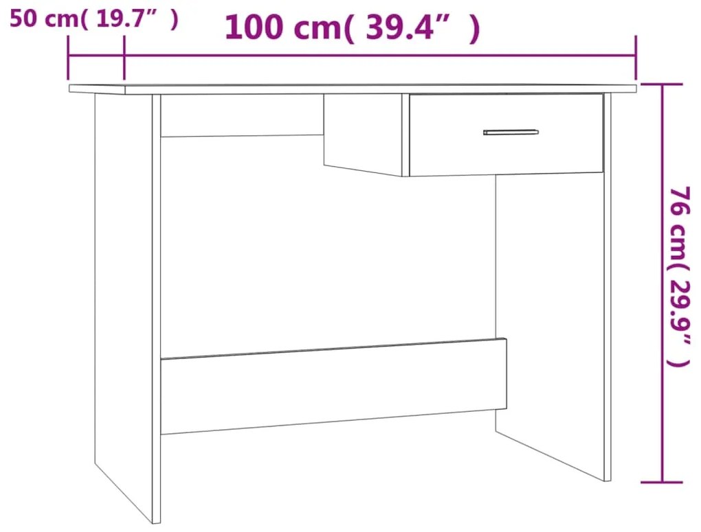 Secretária Simple. com 1 Gaveta de 100 cm - Madeira Rústica - Design M