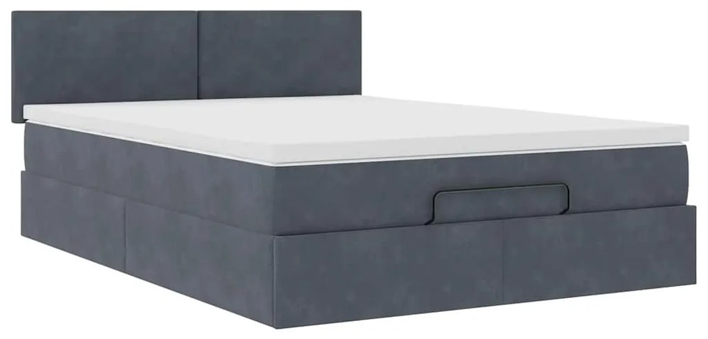 Estrutura de cama otomana com colchão 140x190cm cinzento escuro