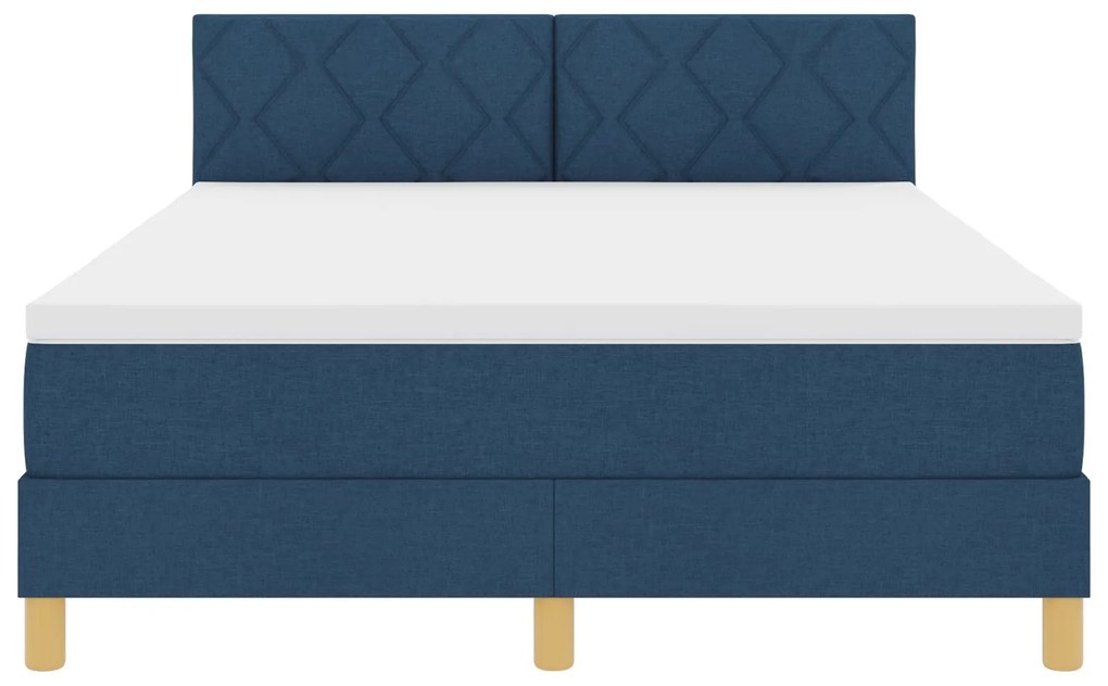 Cama Box Spring com Colchão Azul 140x190 cm Tecido