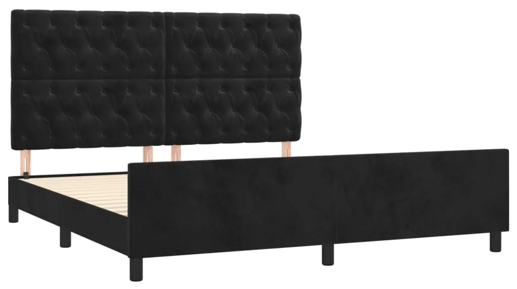 Estrutura de cama sem colchão 160x200 cm veludo preto