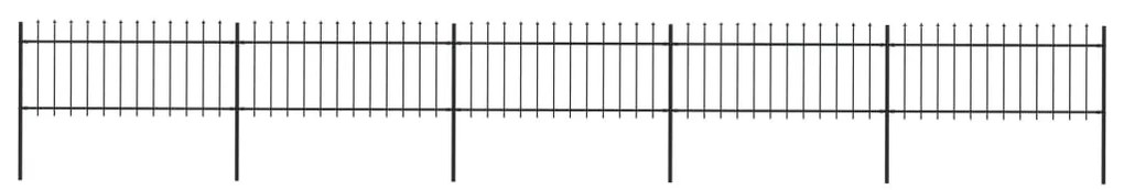 vidaXL Cerca de jardim com topo em forma de lança em aço 892,5x80 cm, preta