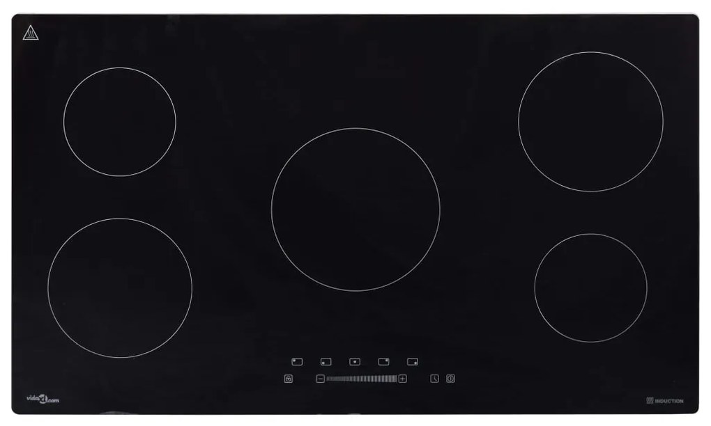 vidaXL Placa de indução encastrar ecrã tátil vidro 2000 W 86 cm