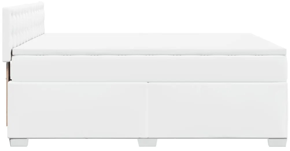 Cama com molas/colchão 140x200 cm couro artificial branco