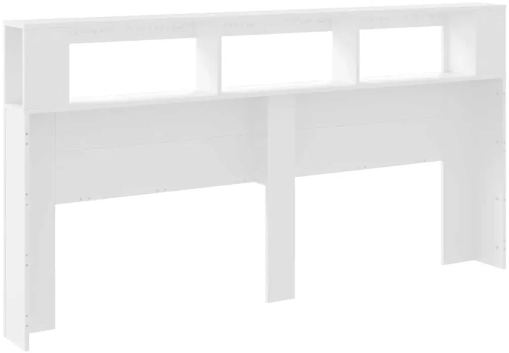 Cabeceira de cama com luzes LED derivados de madeira branco