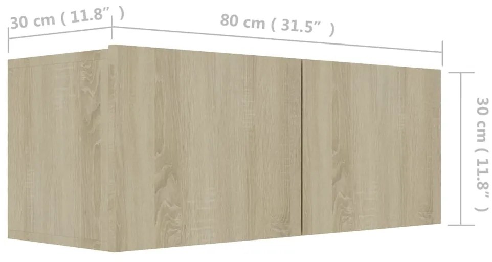 3 pcs conjunto móveis de TV derivados madeira carvalho sonoma