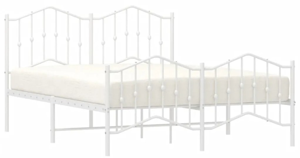 Estrutura de cama com cabeceira e pés 140x200 cm metal branco