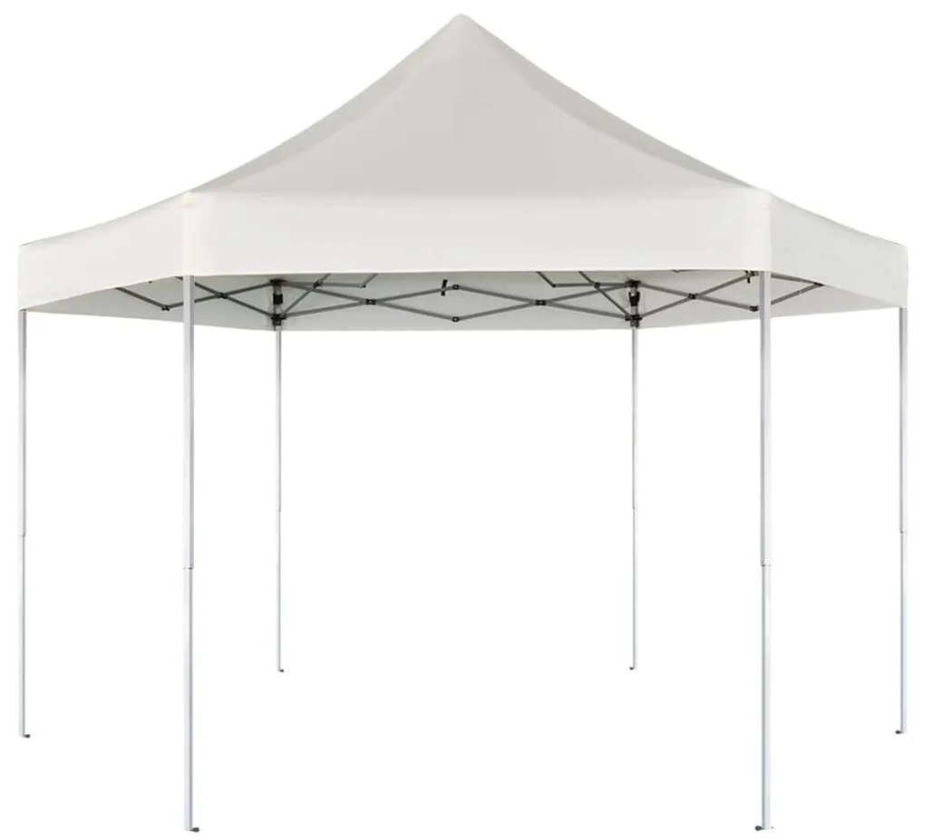 vidaXL Tenda festas pop-up dobrável hexagonal branco creme 3,6x3,1 m