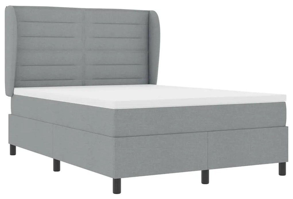 Cama Box com Colchão Cinza Claro 160x200 cm - Tecido
