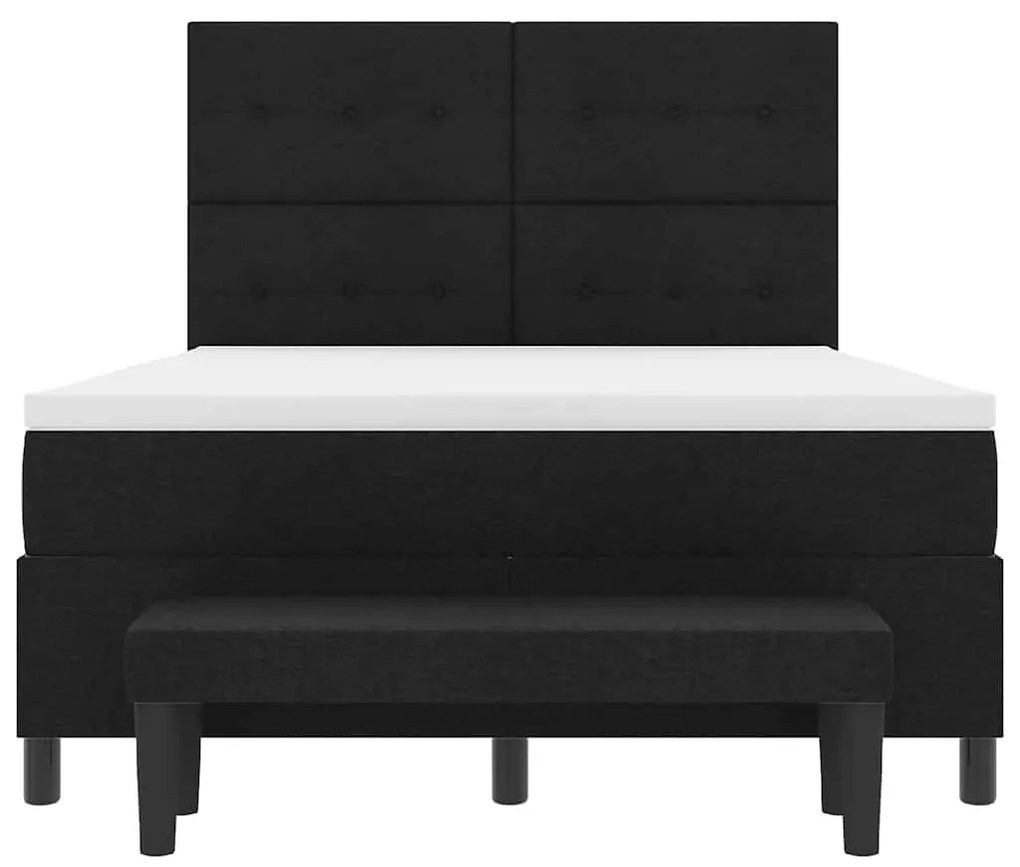 Cama Box com Colchão e Banco Preto 160x200 cm Tecido