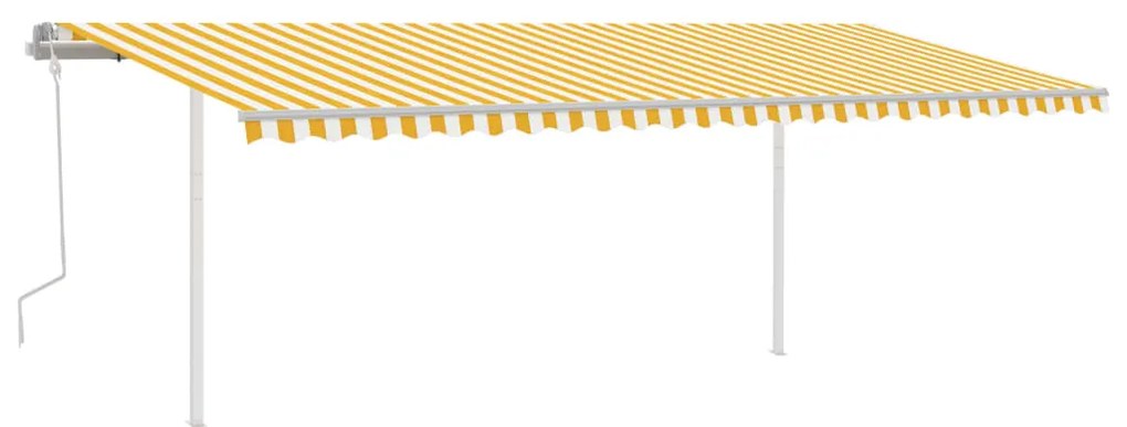 Toldo retrátil manual com postes 6x3 m amarelo e branco